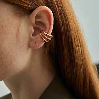 

Timeless Wonder Brass 3 Raw Small Balls Ear Clip Earrings Women Jewelry Punk Earcuff Top Non Pierced Gothic Gold Trendy Ins 5377