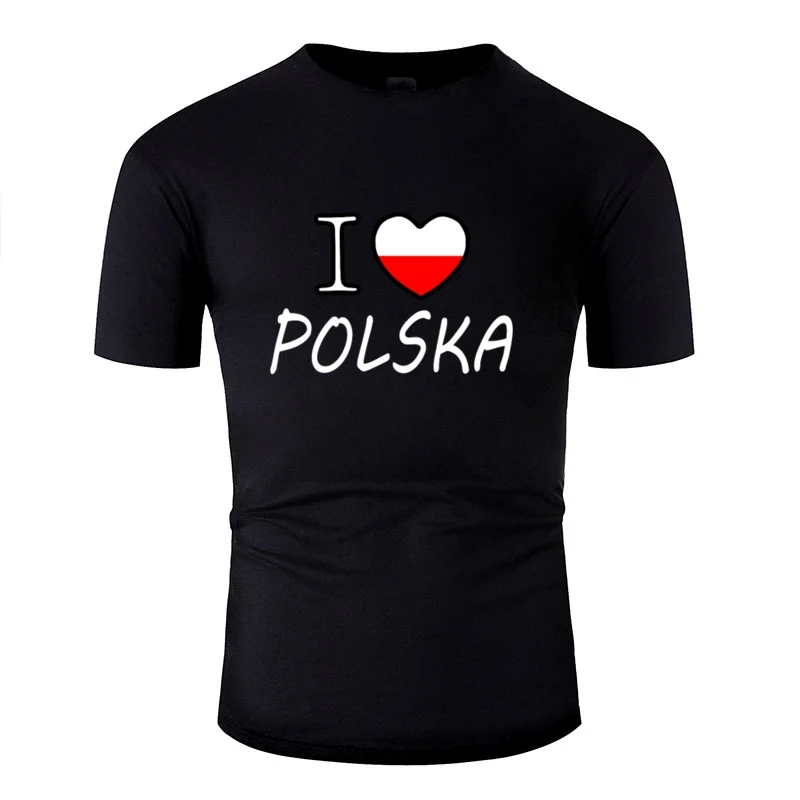 Новое поступление, футболка I Love polsk, Мужская Классическая футболка с круглым вырезом, мужские футболки с коротким рукавом в стиле хип-хоп