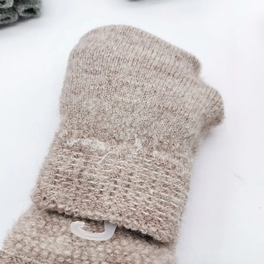 Детские перчатки для мальчиков и девочек; зимние перчатки; теплые вязаные варежки без пальцев; ручная работа;#2N01