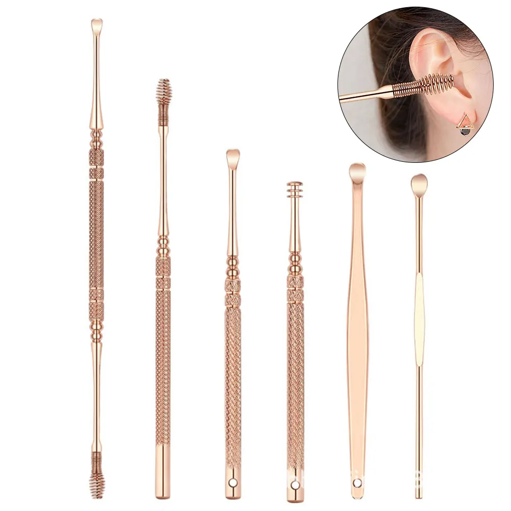Wax Remover Dig Ear Wax Pickers Circular 6pcs set Durable Spiral Head Cleaner Ears Care Scoop 5