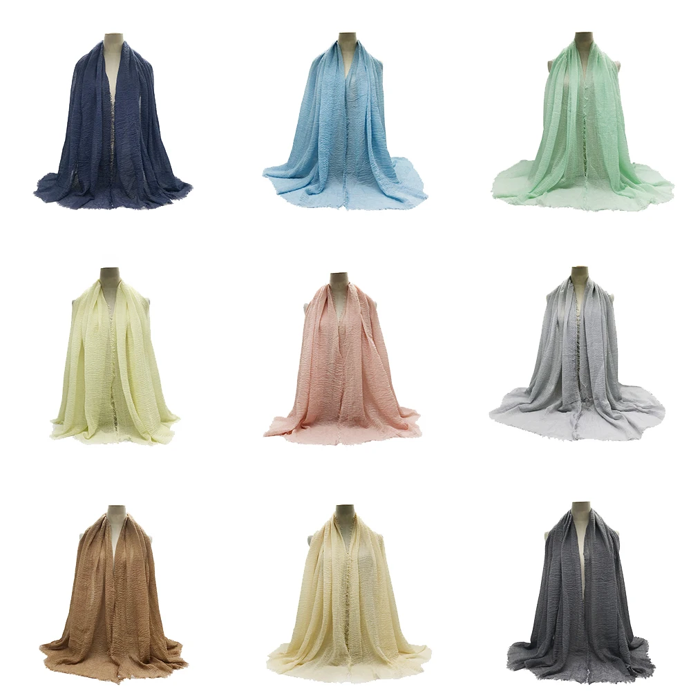 

Chiffon scarves Explosion Style Women's Baotou Shawl Scarf AliExpress Ring Velvet TR Cotton Monochrome Split Wrinkle Scarf