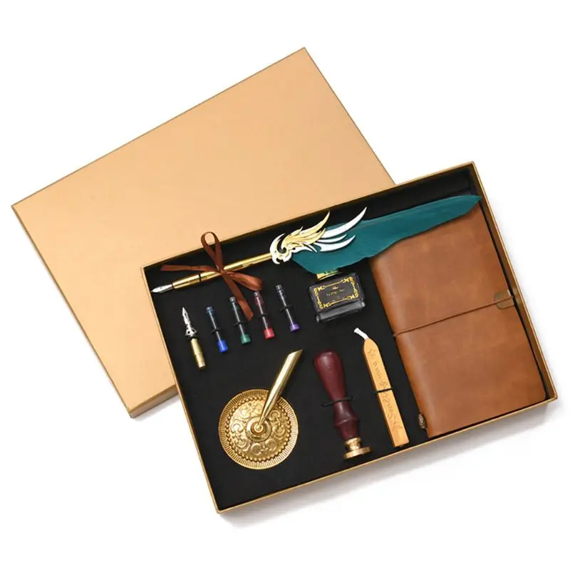 Перьевая ручка в стиле ретро винтажная каллиграфия чернила для письма кожаный