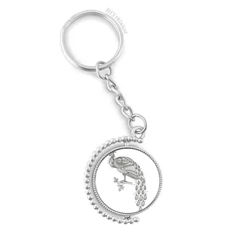 

Bird Paint Peafowl Colourful Rotatable Key Chain Ring Keyholder
