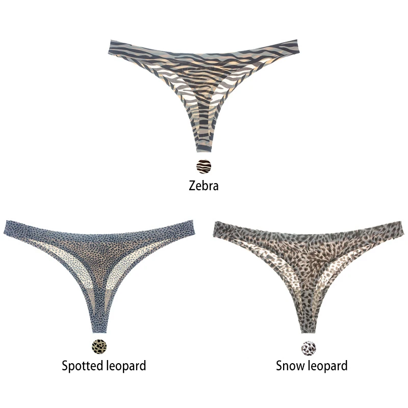 SL Zebra SL Шелк льда сексуальное женское нижнее белье с животным принтом леопардовые стринги DULASI 3 шт./лот - Цвет: SL Zebra SL
