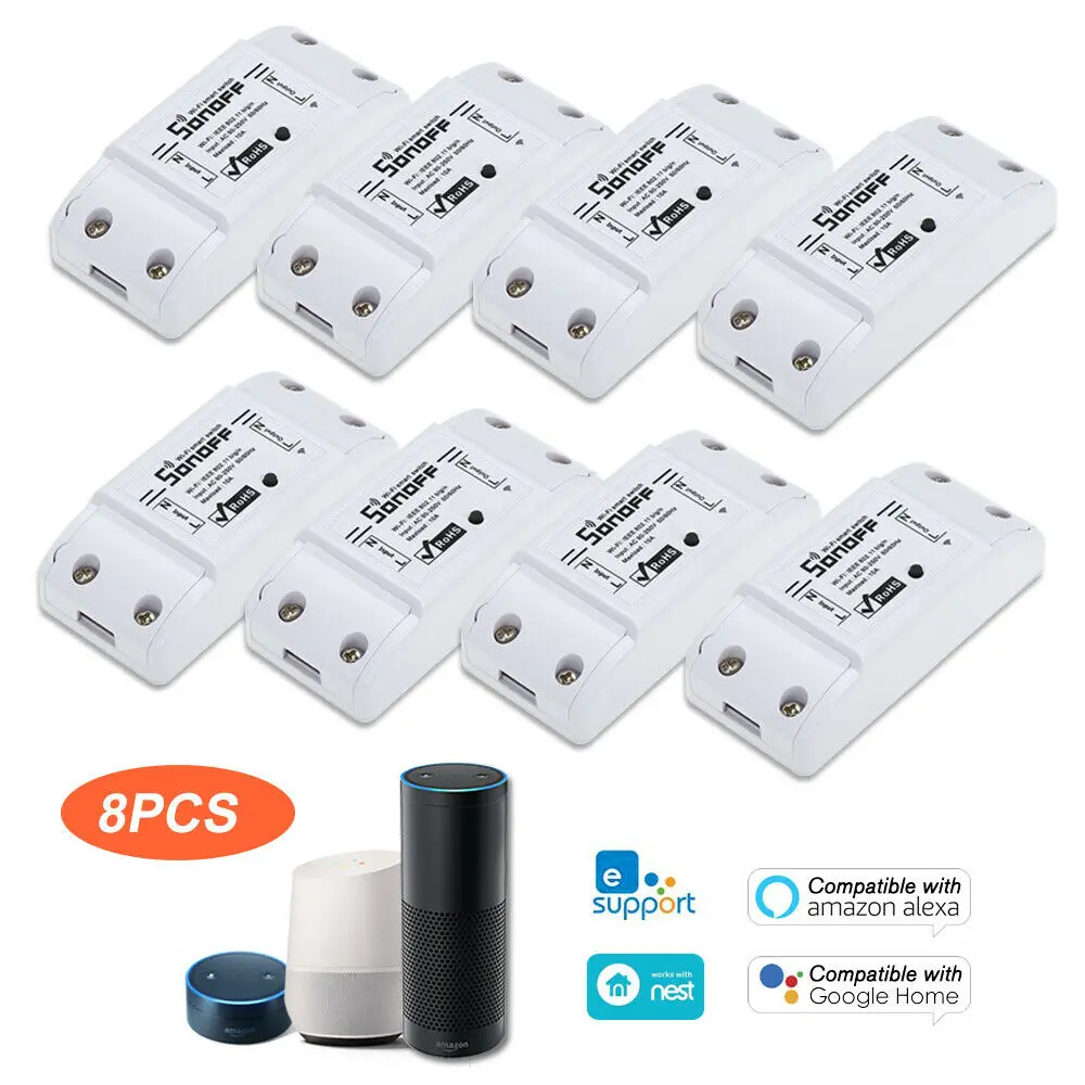 8 PCS 1/10 шт. Sonoff базовый Wifi переключатель универсальный для умного дома Wif переключатель модуль автоматизации таймер Diy пульт дистанционного управления для iphone ios - Комплект: 8 PCS