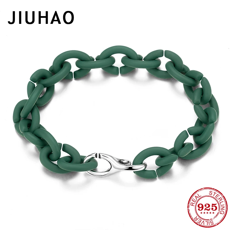 2020 New Sea Green Personal Round shape Hard Rubber X Chain Bracelets for Women European jewellery | Украшения и аксессуары