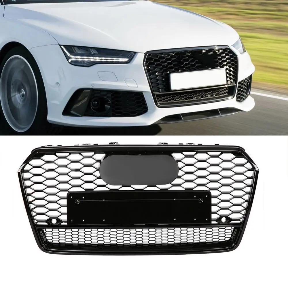 Гриль для RS7 Quattro Стиль передняя Спортивная Шестигранная сетка сотовая решетка капота глянцевый черный для Audi A7/S7 автомобильные аксессуары