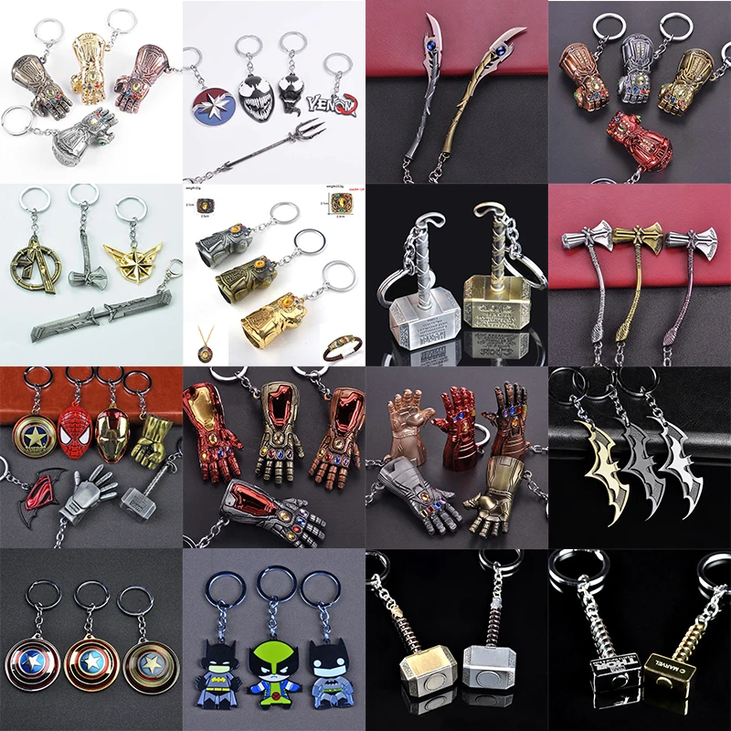 

Marvel Avengers 4 Iron Man Mask Thor's Hammer Mjolnir Keychain Captain America Shield Mjolnir Infinity Gloves for Men Women Fans