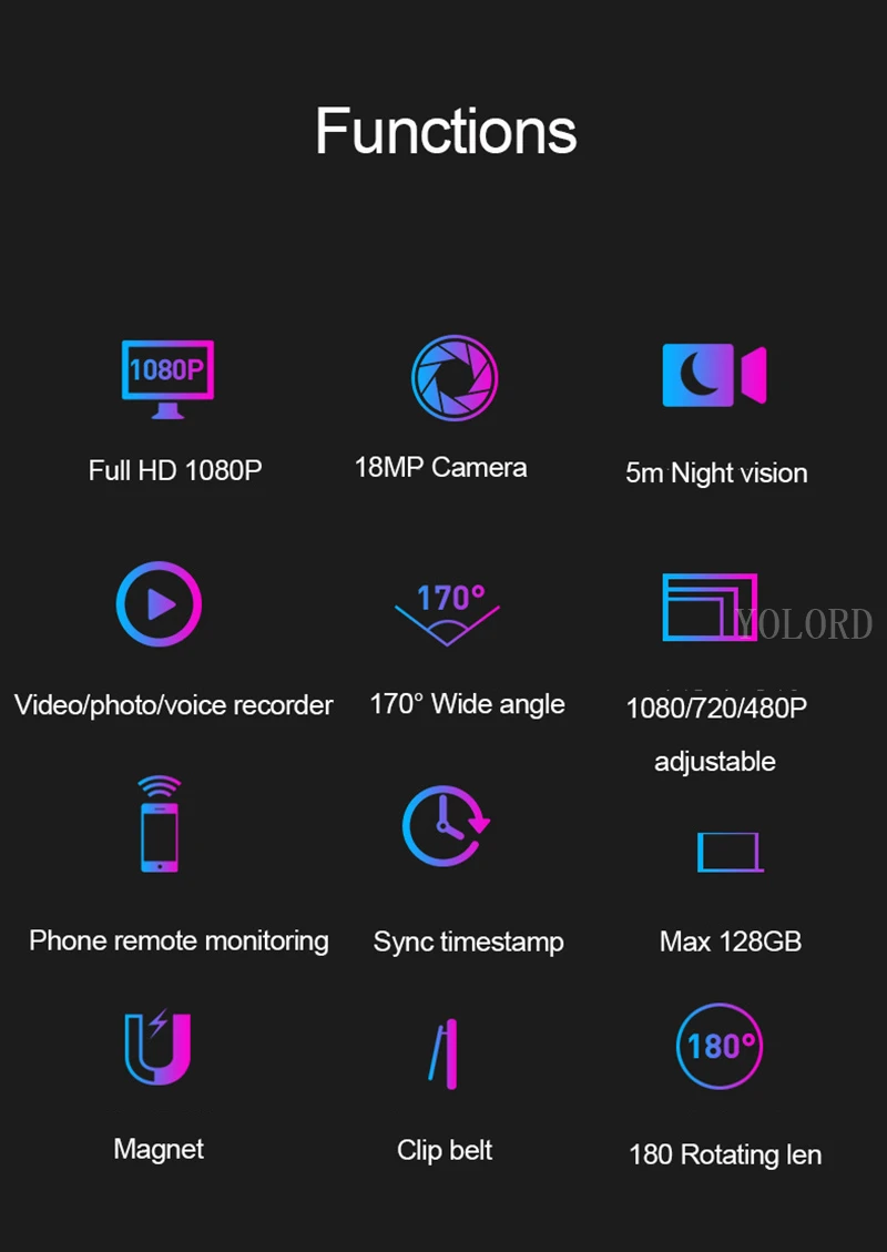 18MP 1800mah большой аккумулятор 16hrs долгое время записи Wifi мини камера фото аудио 1080P ИК пульт дистанционного управления IP P2P рекордер портативная ручка
