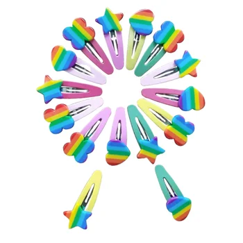 

15Pcs Rainbow Pattern Hair Pins Heart Shaped Hair Clips Cute Bobby Pins Adorable Bang Clips