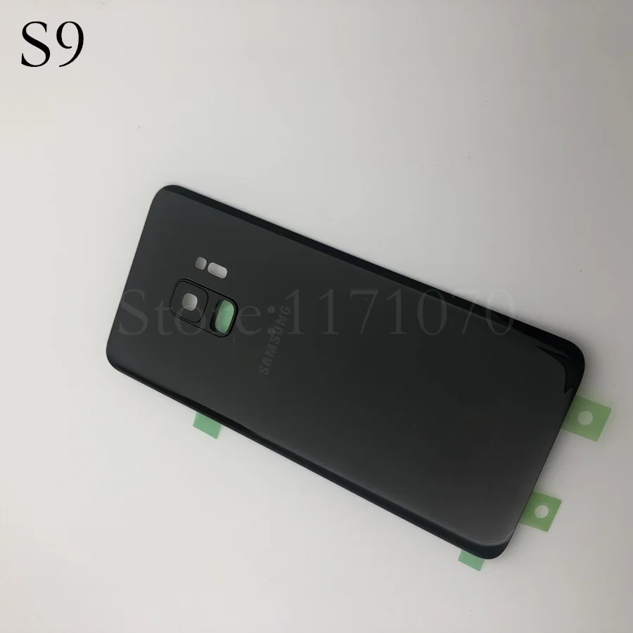 Для samsung Galaxy S9 плюс s9+ G965 SM-G965F G965FD S9 G960 SM-G960F G960FD стеклянная задняя крышка батарейного отсека двери Корпус Замена - Цвет: s9 black