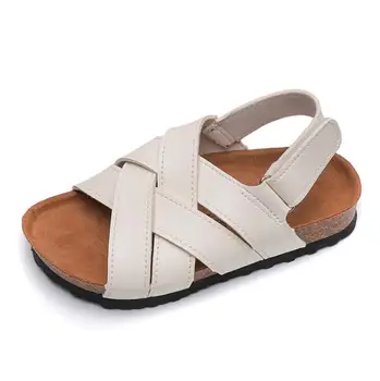 

New Children Cork Slippers Fashion Summer Boys Sandals Kids Shoes Slip On Child Girls Sandals Black White 2 Color