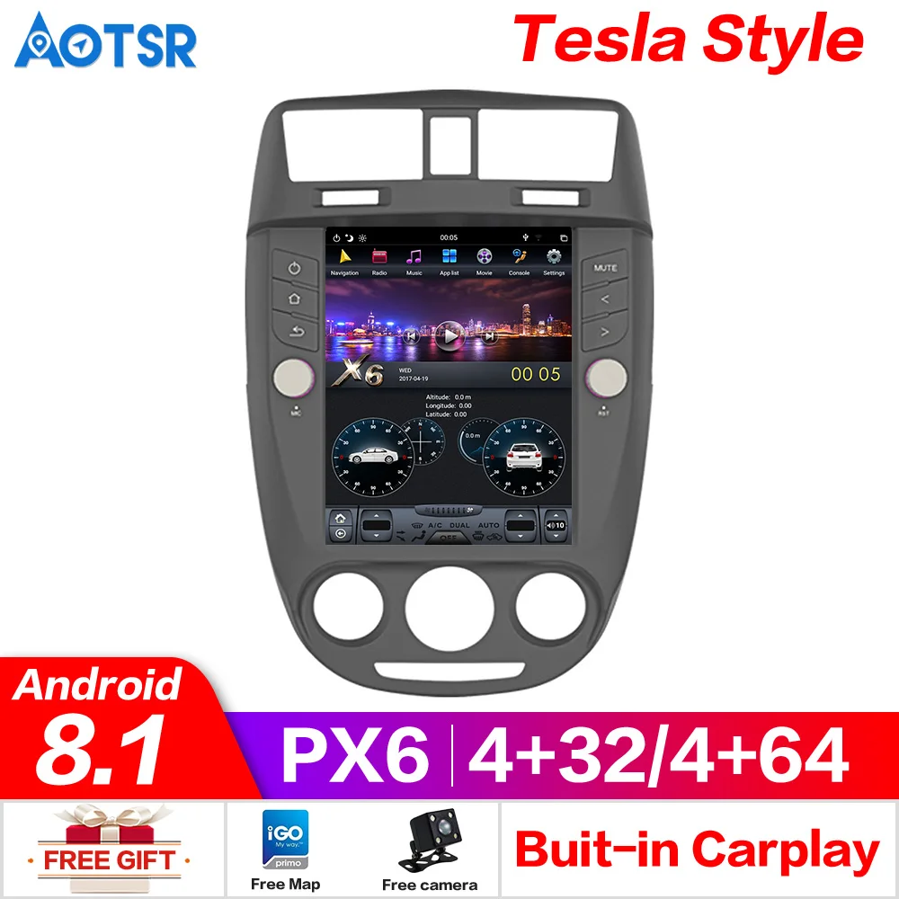 Tesla style px6 Android 8,1 4+ 64G Автомобильный DVD Плеер с gps-навигатором для Buick Excelle 2008- головное устройство мультимедийный аудиомагнитофон