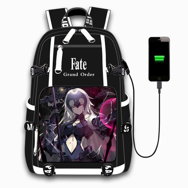 Style-18 Игра аниме Fate Stay Night Saber Досуг для девочек и мальчиков дорожная сумка usb зарядка сумка для ноутбука рюкзак для подростков студентов - Цвет: Style-18