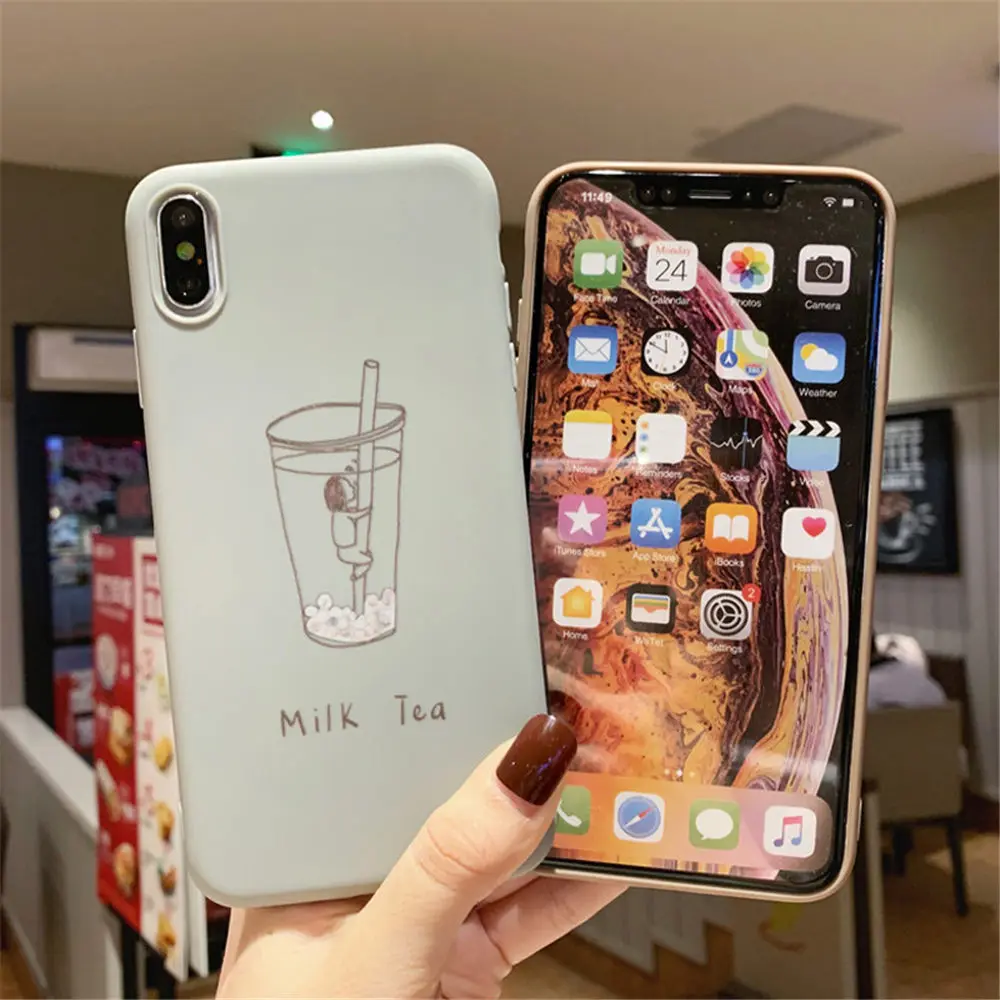 Lovebay молочная бутылка для чая чехол для iPhone 7 8 6 6S Plus силиконовые чехлы для телефонов iPhone X XR XS Max пары буквы мягкий чехол из ТПУ