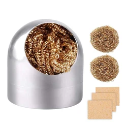 Nettoyeur de pointe de soudure, Kit de nettoyage de pointe de soudure boule et Base, support de bout en laiton enroulé souple 7 pièces 