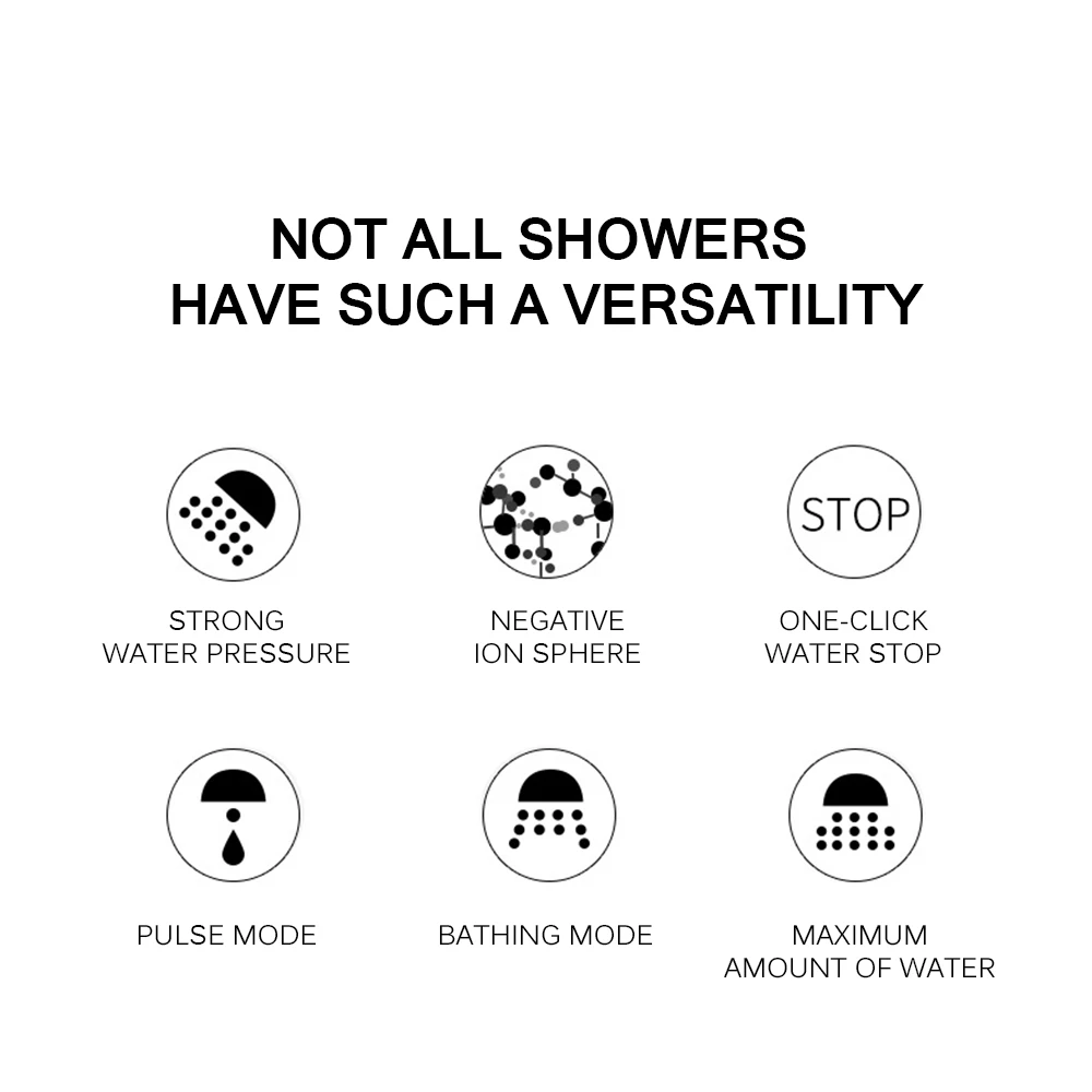 3 режима регулируемый анион Showerhead высокого давления ручной душевая головка один ВКЛ и ВЫКЛ переключатель паузы