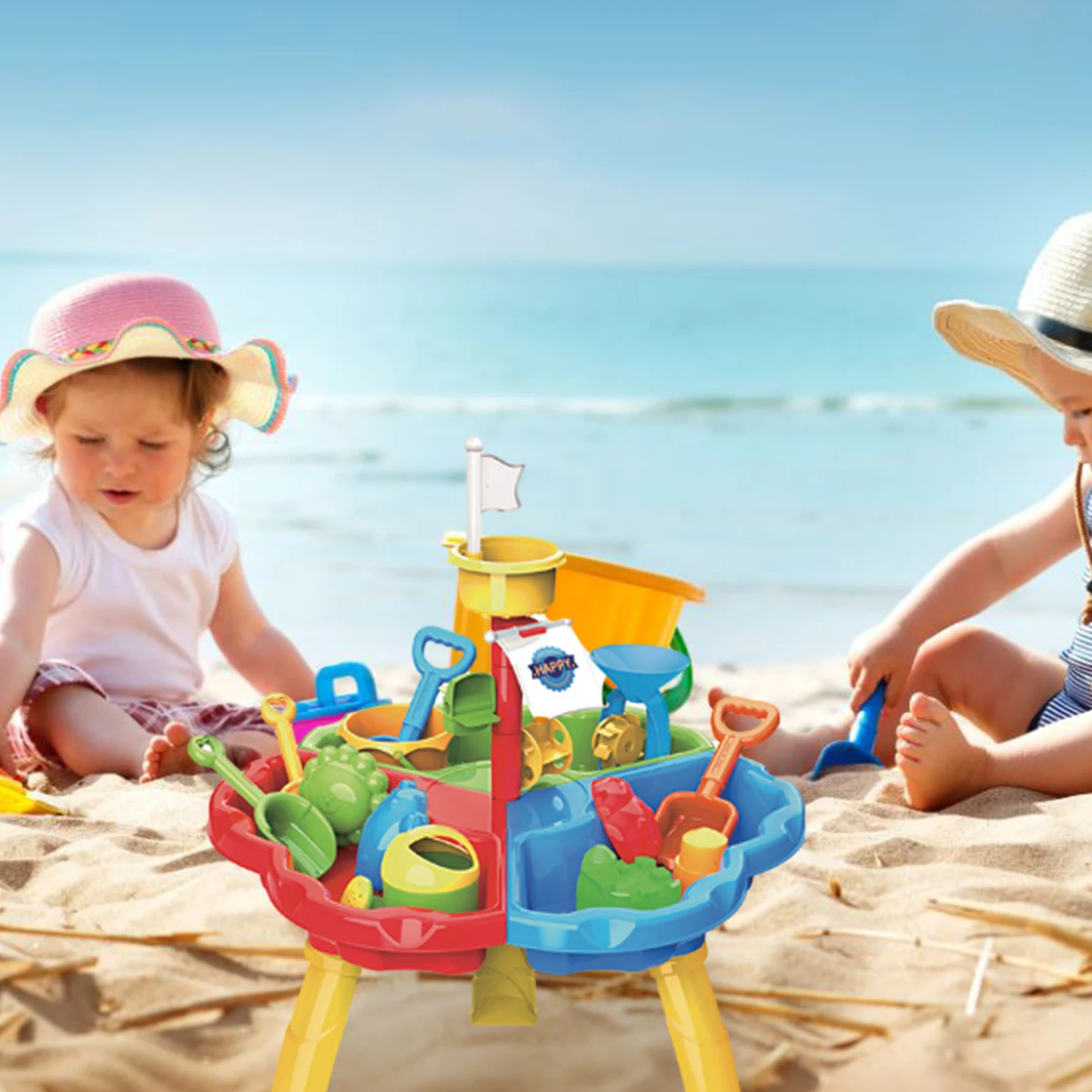 Beach Toys Set Sand Play Sandpit Toy Water Table Beach Play Activity Table For Toddlers Summer Outdoor Sand Toy 4