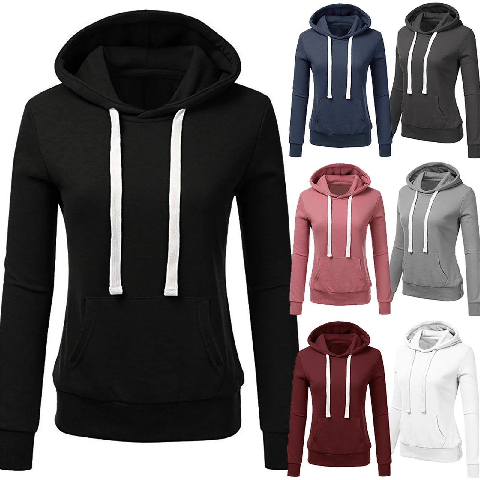 Oversized clothes Sweatshirts Women Pink Women's Hoodies Warm Ladies Long Sleeve Casual Hooded Pullover Sweatshirt 2021 1