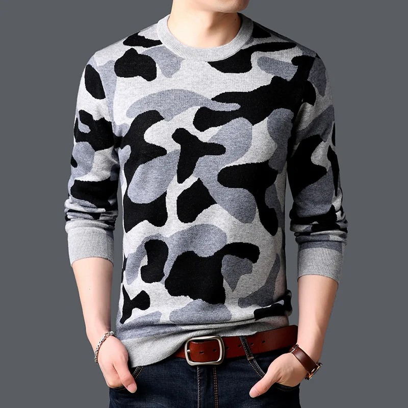 Осень Зима Dikke Warme Trui Mannen Mode камуфляж Camouflage On O-hals Trui Mannen Kleding Pull Homme Truien Erkek Kazak