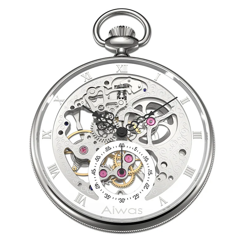 Silver Color Карманные часы ожерелье ручной Ветер Механический Топ бренд Роскошный полый винтажный Римский калибровочный джентльмен дамы мужчины женщины часы - Цвет: Silver Color