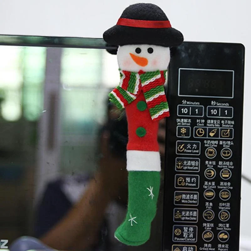 3Pcs Christmas Home Decoration Gloves Refrigerator Microwave Oven Door Handle Cloth Protector Dishwasher Christmas Gloves Decor