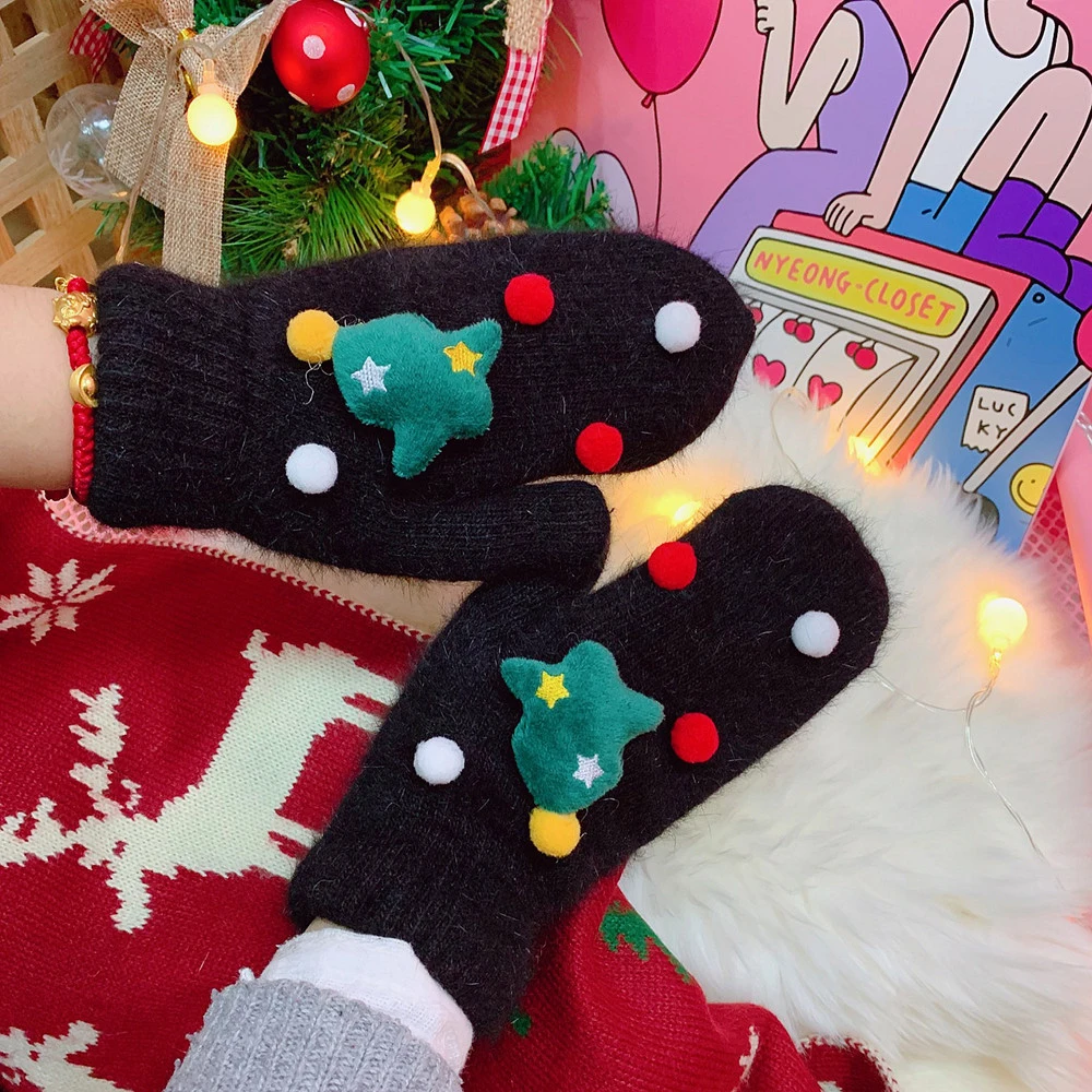 Новинка года; Лидер продаж; ветрозащитные женские зимние перчатки; теплые толстые Утепленные перчатки для девочек; рождественские праздничные перчатки