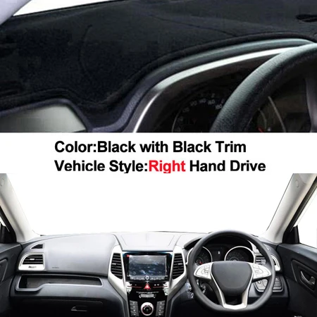 RHD BLACK Крышка приборной панели автомобиля коврик для панели Dash коврик 2 слоя накидка для Ssangyong Tivoli- Защита от Солнца-грязный - Название цвета: RHD BLACK