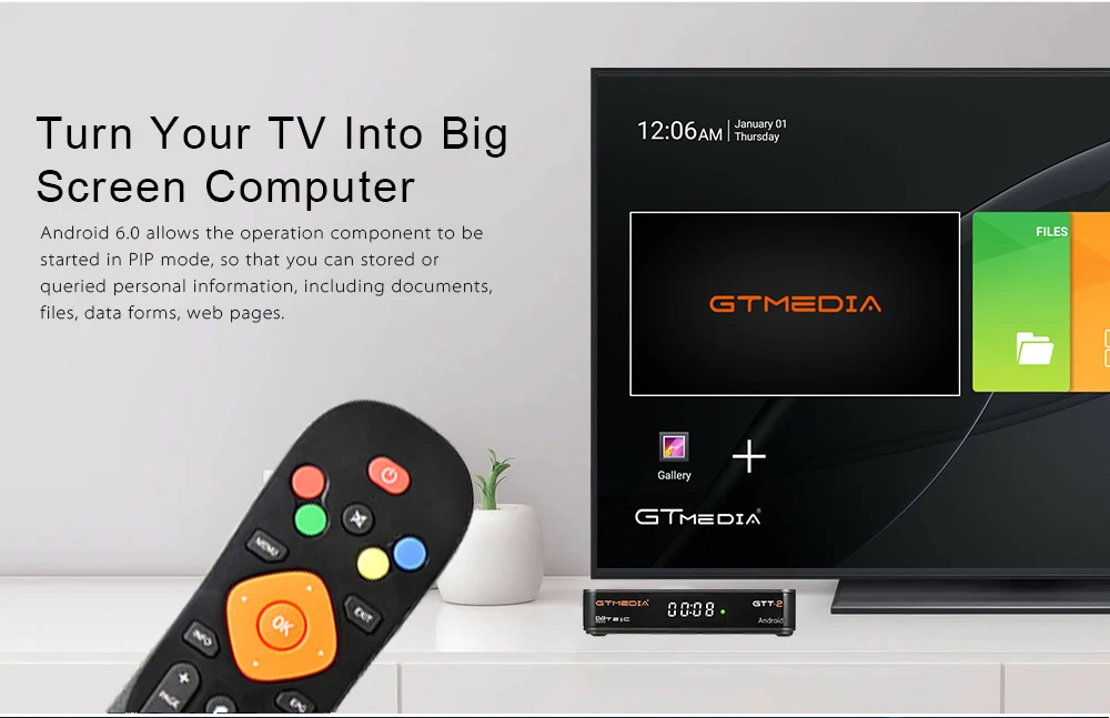 GTMEDIA GTT2 DVB-T2/C android 2g+ 8g 1080p iptv android 6,0 android DVB-T2 signal freesat gtt h.265 встроенный Wifi 2,4G cccam m3u