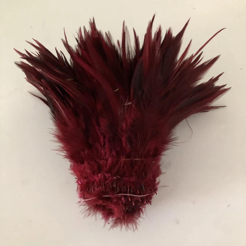 wine red Перья Strungs 1 ярд/лот обесцвечивание Редкий Натуральный Коричневый натянутые петушиные перья для секса косплей костюм полоски кружевная бахрома - Цвет: wine red