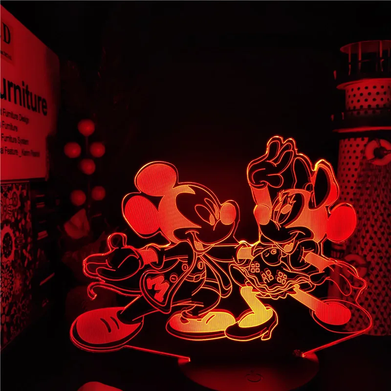 Disney Mickey Maus Nachtlicht Nacht Lampe Tisch Lampe Cartoon Kreative  Kinder Geburtstag Geschenke Bunte 3D Wohnzimmer Dekoration
