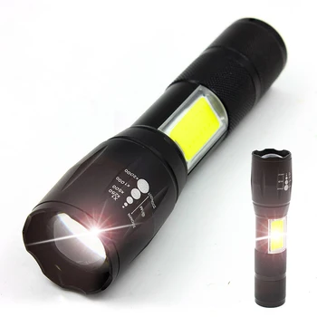 

T6 COB charging mini portable cob powerful SUNMARK LED flashlight outdoor hunting lantern with battery and cable