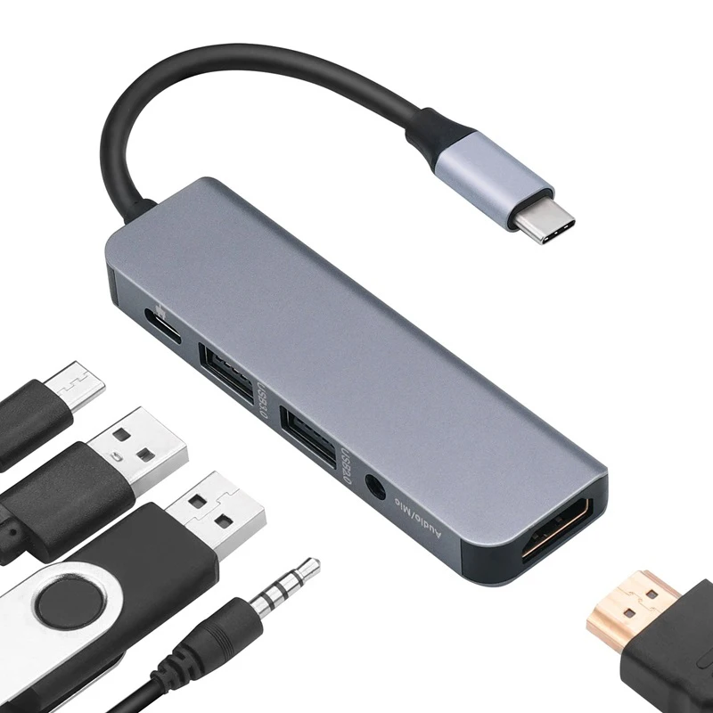 Лидер продаж-5-в-1 Тип тип-c док-станция концентратор HDMI USB3.0+ USB2.0 PD аудио USB C концентратор USB