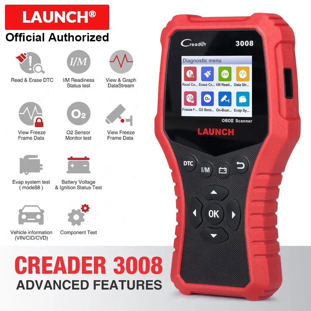 LAUNCH Creader 3008 сканер с поддержкой obd2 + тестер батареи функция CR3008 OBDII считыватель
