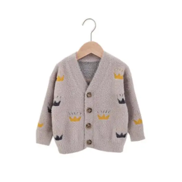 

New Kids Sweaters Knit Warm Girls Sweaters Jacket Water Velvet V-neck Collar Girls Autumn Winter Tops Unisex Cardigan Infantil