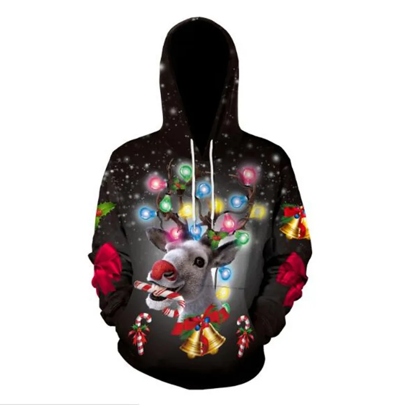 

2019 New Autumn And Winter Christmas Sweater 3D Print Oversized Hooded Sweater Unisex Man Woman Funny Ugly Christmas Sweater