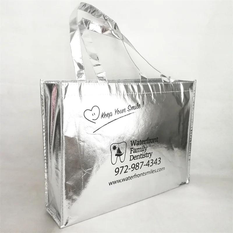 

Bling Glossy Glitter Reusable Personalized PP Metallic Non Woven Gift Bags Boutique Goody Bag Event Party Favors Present Packing