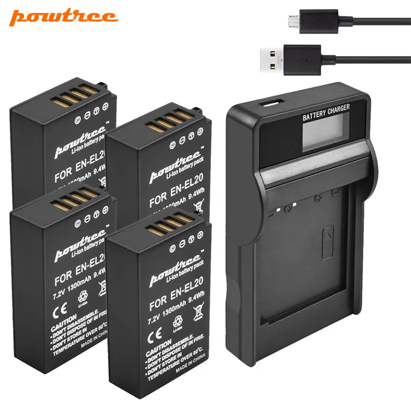 Powtree 7,2 V 1300mAh EN-EL20 EN EL20 батарея+ USB lcd зарядное устройство для Nikon 1 J1 J2 J3 S1 прямая камера L15
