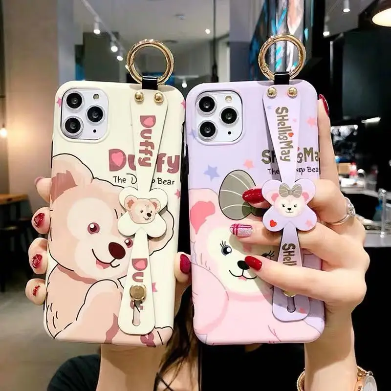 Ремешок на запястье чехол для телефона для iPhone 11 Pro XR XS Max подставка держатель милый мультфильм Duffy медведь чехол для iPhone XR X 6S 7 8 Plus funda