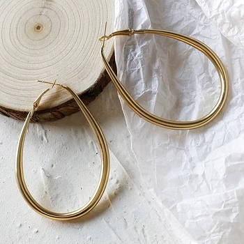 

AENSOA 2020 Handmade Metal Gold Color Geometric Drop Earrings Simple Big Hollow Drop Earrings For Women Girl Party Gift Jewelry