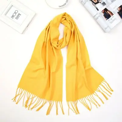 Мужской шарф, Одноцветный шарф из искусственного кашемира, Женский брендовый шарф, красный серый шарф для мужчин, зимний палантин, хлопковые шарфы Bufandas - Цвет: Yellow Scarf
