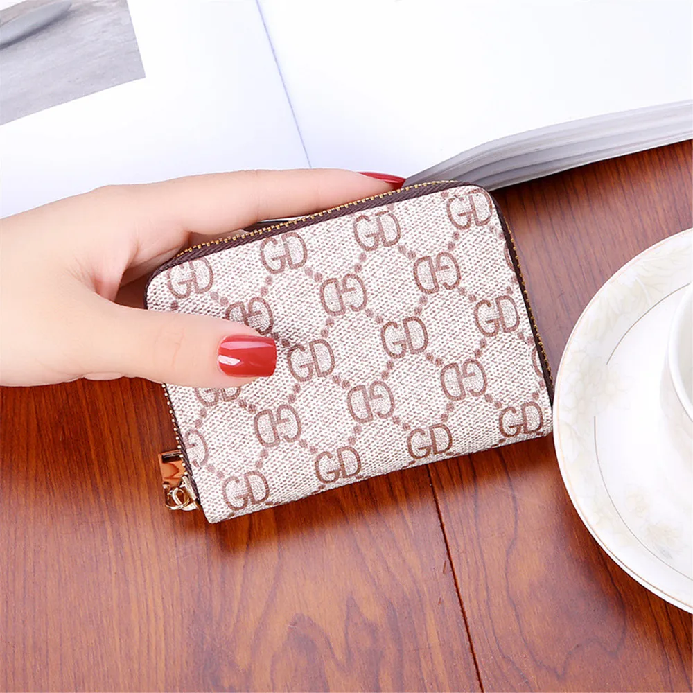 GD Khaki HELLOVE новые стильные мужские женские кошельки на молнии, сумки с отделением для карт, модные ручные Короткие Кошельки из искусственной кожи с принтом, маленькие кошельки для монет - Цвет: GD Khaki