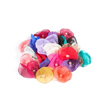 

10pcs/lot 6.4cm Double Artificial Flower Earring Pendants Charms Mesh Gauze Fabric Decoration For DIY Earring Jewelry Making