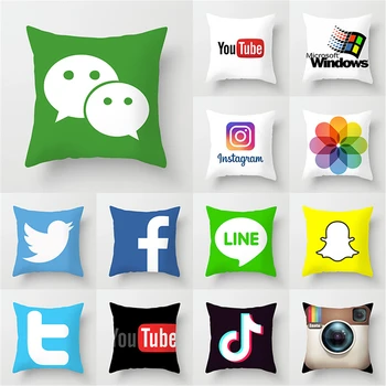 

NEW App Brand Facebook Youtube Cushion Cover Home Decor Snapchat Instagram Throw Pillows Wedding Christmas Decoration Pillowcase