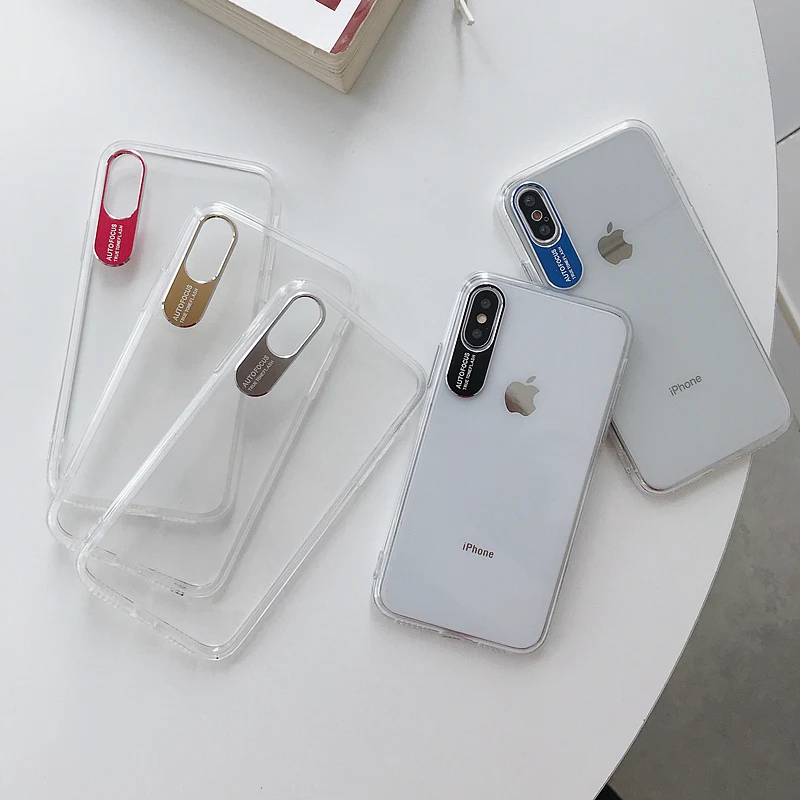 

Ultra-thin Acrylic Phone Case for Iphone 11 Pro Max X Xr Xs Max 6s 7 8 Plus Gold Plating Camera Hole Clear Soft Tpu Back Cover
