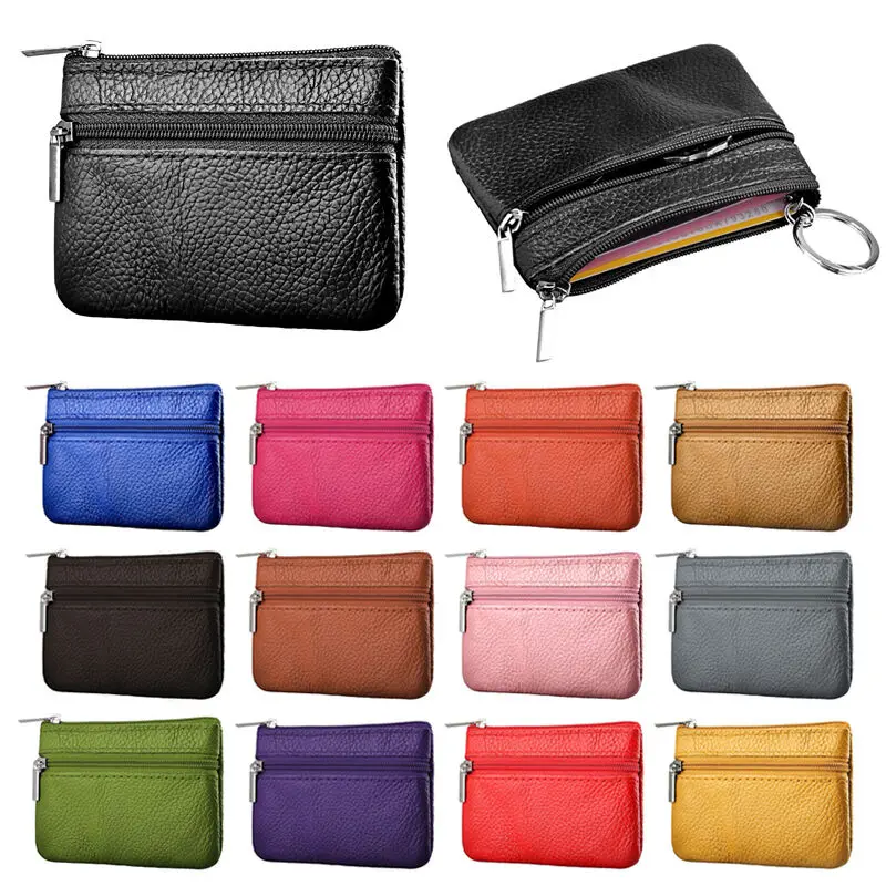 

Casual Women Men solid Faux Leather Coin Card Purse Wallet Clutch Zip Small Change Soft Bag Black Zipper Coin Card Bag Case