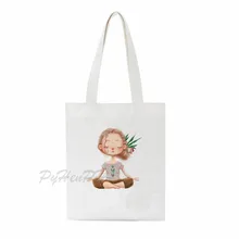 Новая модная женская сумка для покупок, Женская Холщовая Сумка для йоги, сумки на плече с принтом, пляжные сумки, школьные сумки для девочек, большая ВМЕСТИТЕЛЬНОСТЬ