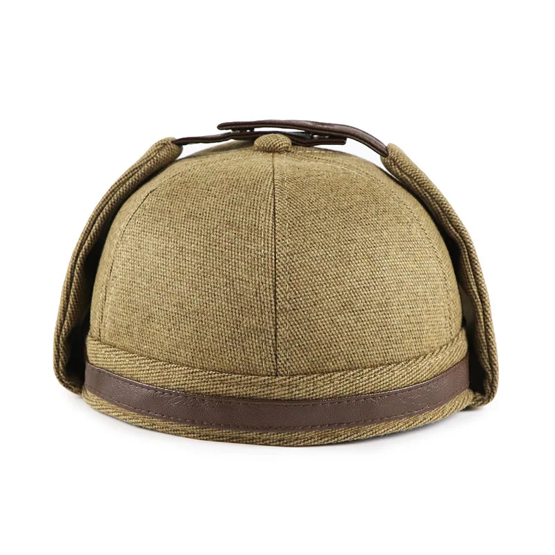 [JAMONT] зимняя мужская шапка Skullcap протектор для ушных шапок мужские шапочки шляпа уличная теплая шапка Tab Casquette Gorras - Цвет: Khaki