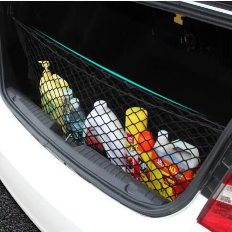 Auto-elastisches Nylon-Gepäcknetz hinten, Aufbewahrungsorganisator, Gepäcknetz, Hängematte, Kofferraum-Organizer, Fahrzeugaufbewahrung mit 4 verstellbaren Haken – Detail 4