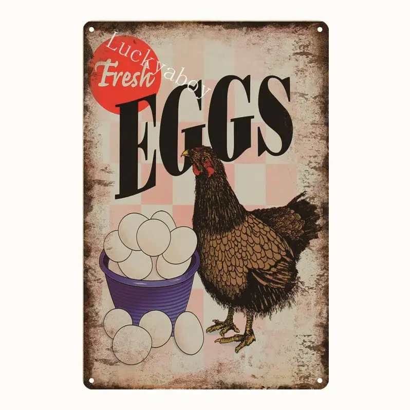 [Luckyaboy] для разделывания свиньи, утки, свежие яйца, молоко, металлический знак, фермерский магазин, домашний декор для стен в винтажном стиле, постер, Оловянная тарелка, счастливый Цыпленок, ретро AL006 - Цвет: UV323